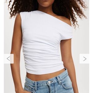 Cotton On Staple Rib Rouched Short Sleeve Top